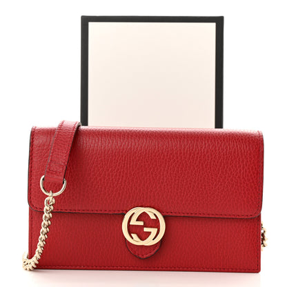 Gucci Dollar Calfskin Interlocking G Chain Wallet Red 10 of 10