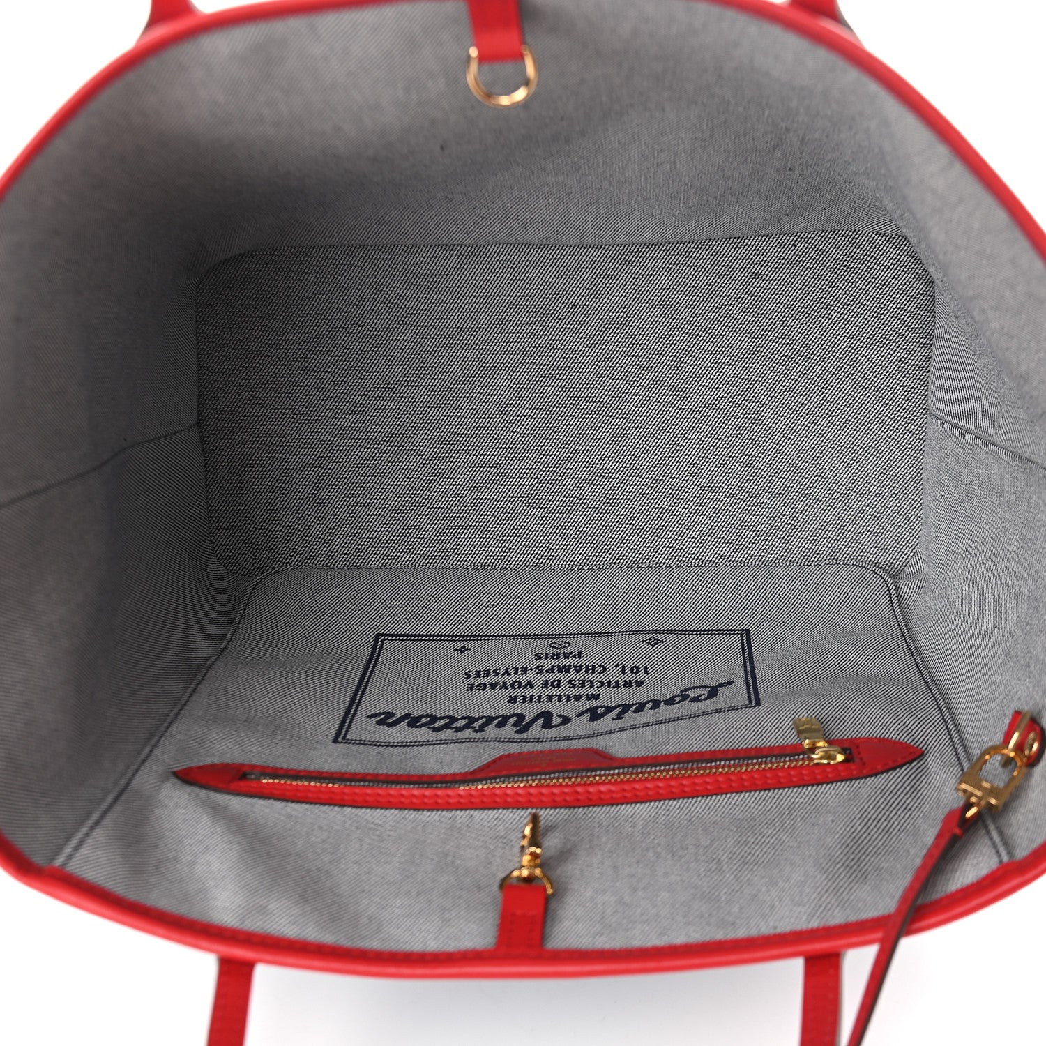 Louis Vuitton Denim Damier Monogram Patchwork Neverfull Blue Rouge 6 of 10
