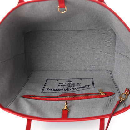 Louis Vuitton Denim Damier Monogram Patchwork Neverfull Blue Rouge 6 of 10
