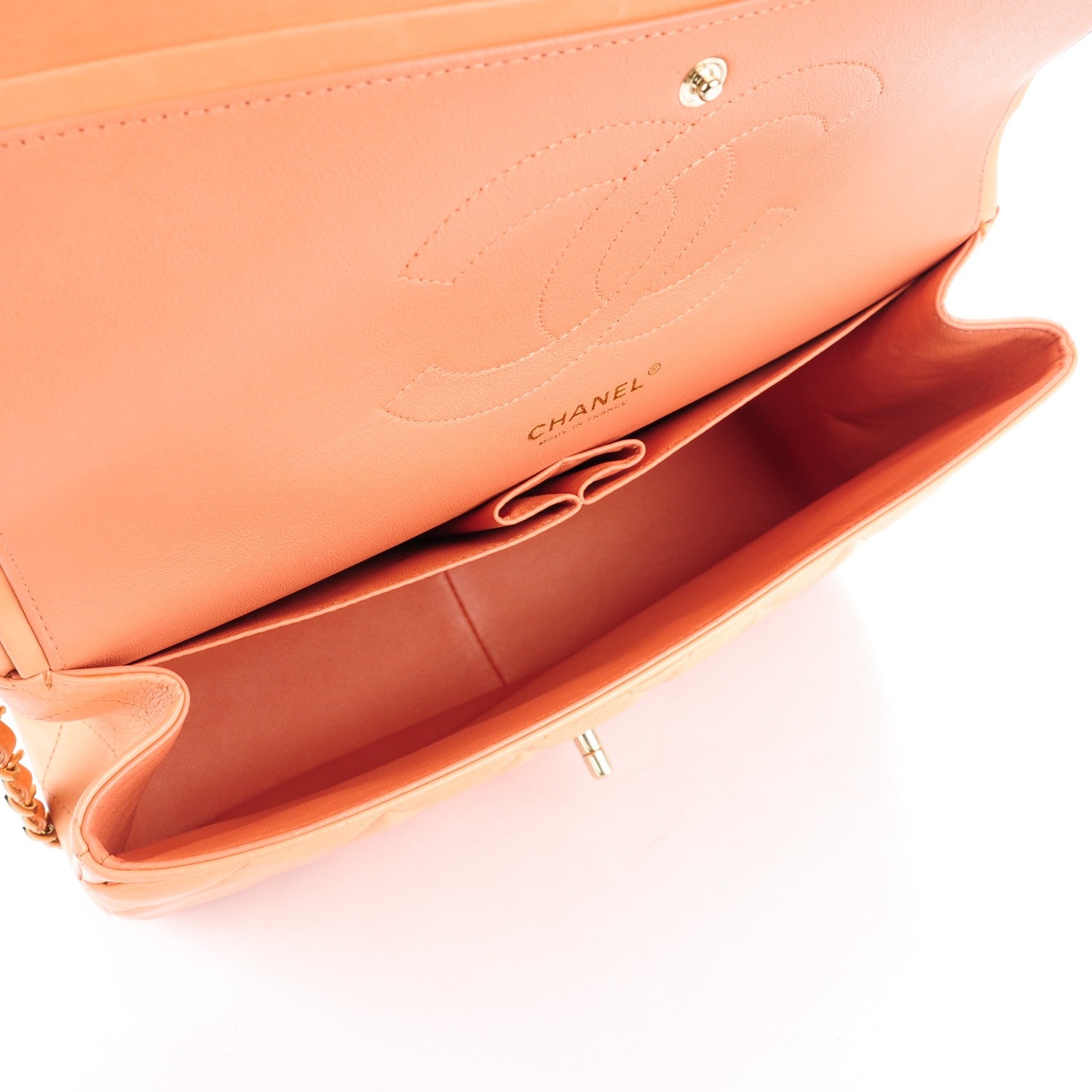 Chanel Lambskin Quilted Jumbo Double Flap Light Orange 5 of 9