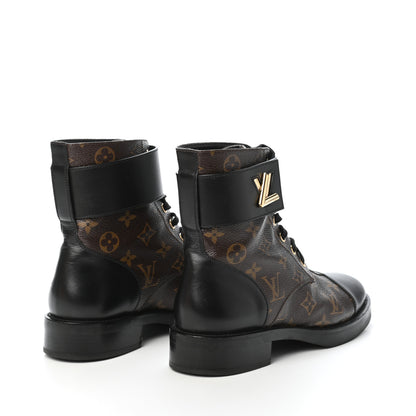 Louis Vuitton Calfskin Monogram Wonderland Flat Ranger Boots 39 Black 4 of 9