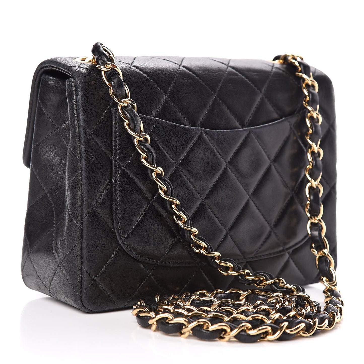 Lambskin Quilted Mini Square Flap Black