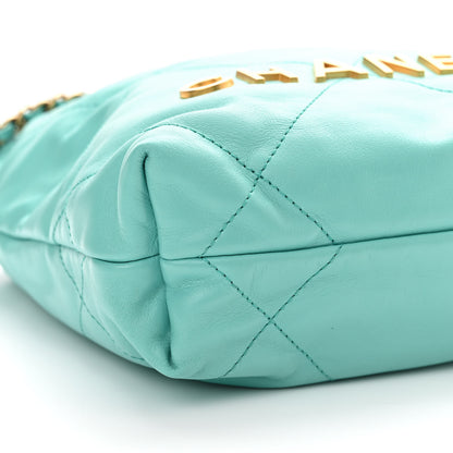 Chanel Shiny Calfskin Quilted Mini Chanel 22 Turquoise 8 of 9