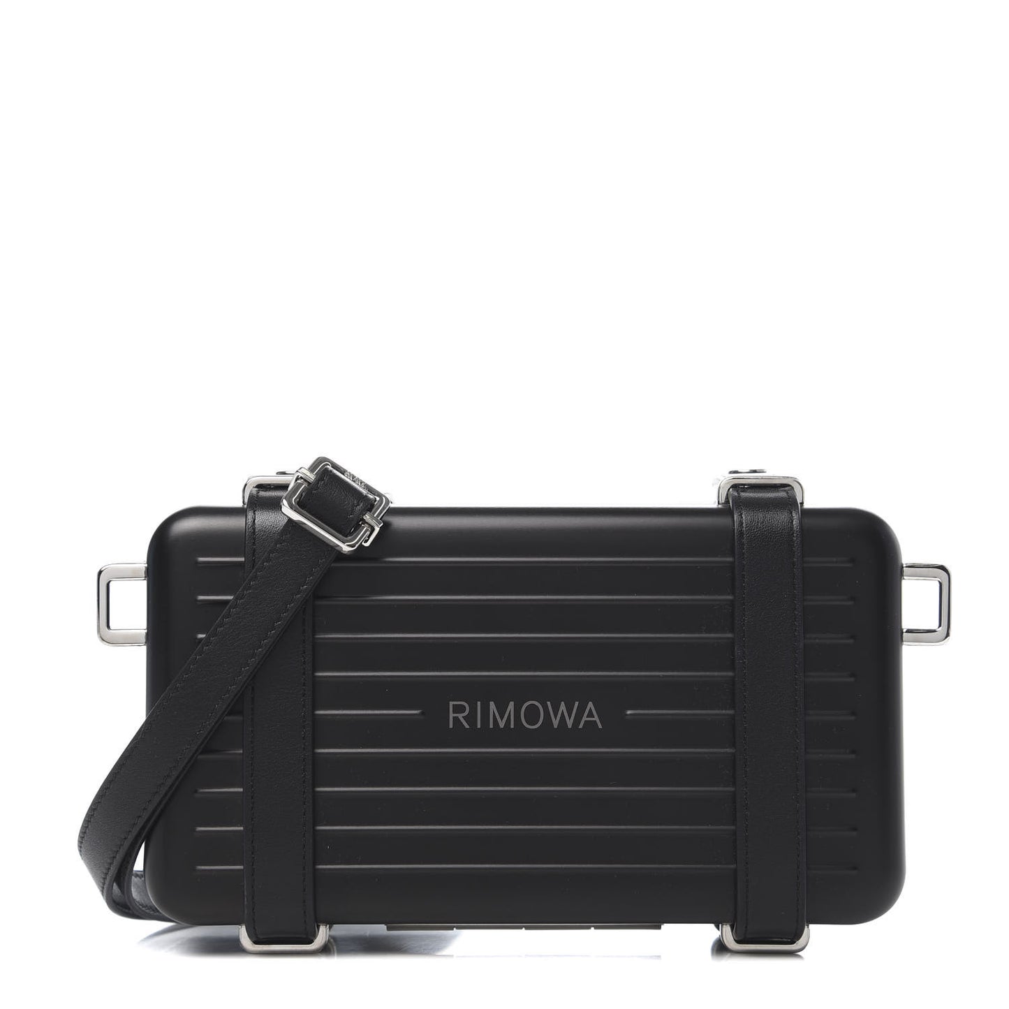 X RIMOWA Aluminum Personal Clutch On Strap Black