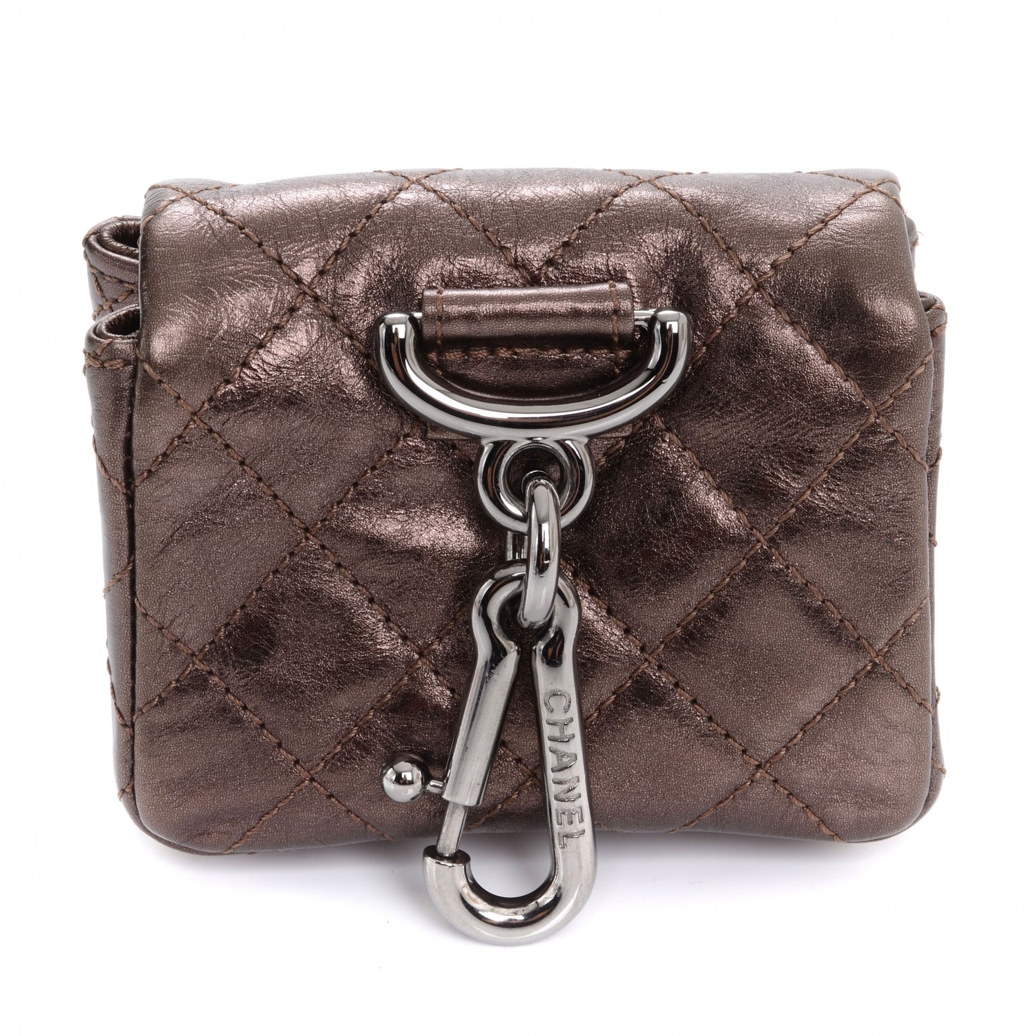 Chanel Calfskin Quilted Mini Reissue Pouch Bag Charm Keychain Bronze 3 of 6