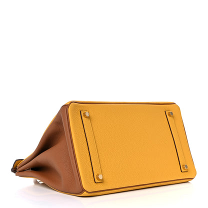 Hermes Togo Bi Color Horseshoe Birkin 35 Jaune Ambre Gold 5 of 34