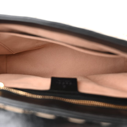 Gucci Monogram Azalea Calfskin Matelasse Diagonal Small GG Marmont Top Handle Shoulder Bag Beige Ebony Black 5 of 10
