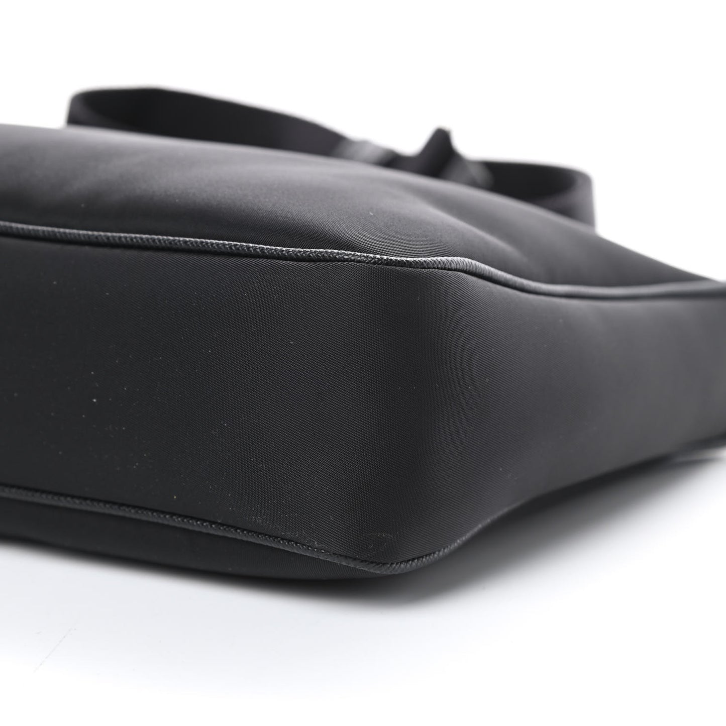 Tessuto Nylon Saffiano Rubber Triangle Logo Pocket Zippered Shoulder Bag Black