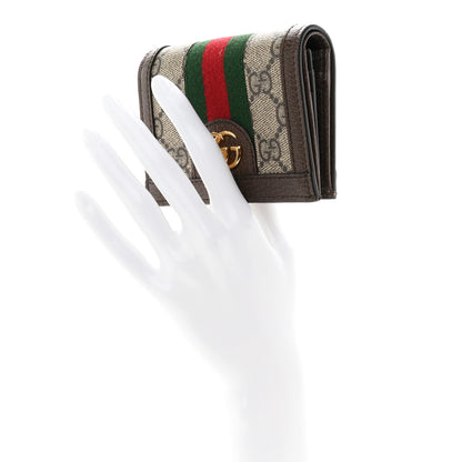 Gucci GG Supreme Monogram Web Ophidia Card Case Beige New Acero 2 of 8