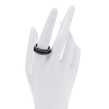 Gucci Black Synthetic Corundum 18K White Gold 7mm Icon Band Ring 2 of 4