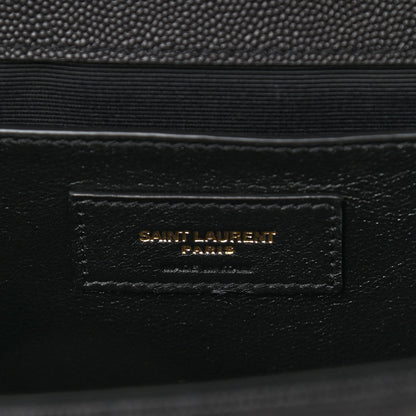 Saint Laurent Grain De Poudre Textured Mixed Matelasse Triquilt Medium Monogram Satchel Black 5 of 8