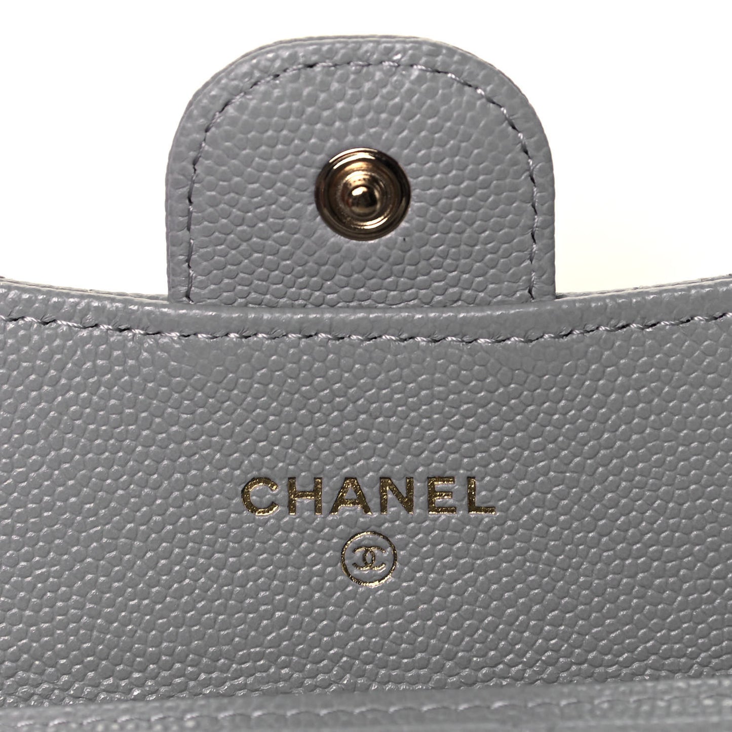 Caviar Quilted Flap Card Holder Wallet Grey