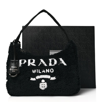 Prada Terry Cloth Mini Re-Edition 2000 Bag Black White 11 of 11