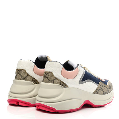 Gucci GG Supreme Monogram Mix Monogram Womens Rhyton Sneakers 39.5 London Blue Beige Pale Pink 4 of 12