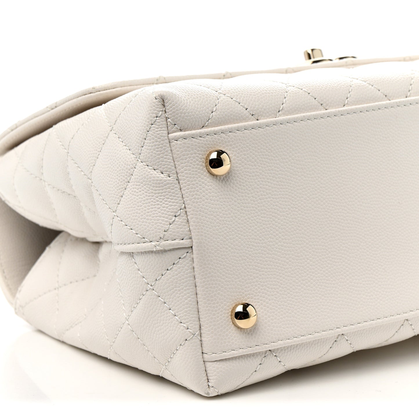 Caviar Quilted Small Coco Handle Flap White