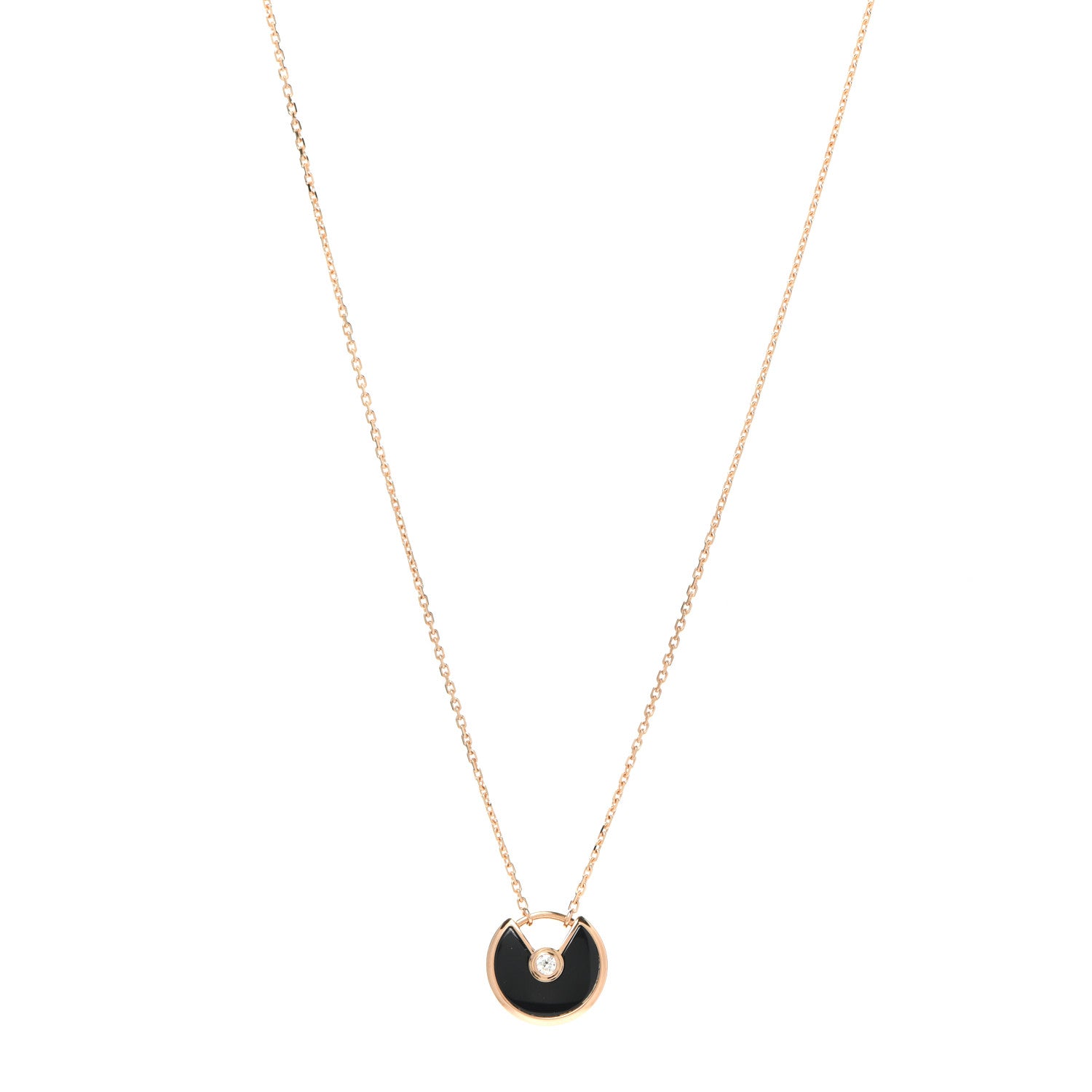 Cartier 18K Pink Gold Diamond Black Onyx XS Amulette de Cartier Pendant Necklace 1 of 7