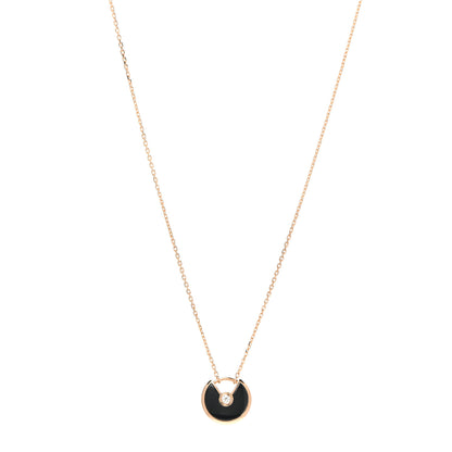 Cartier 18K Pink Gold Diamond Black Onyx XS Amulette de Cartier Pendant Necklace 1 of 7