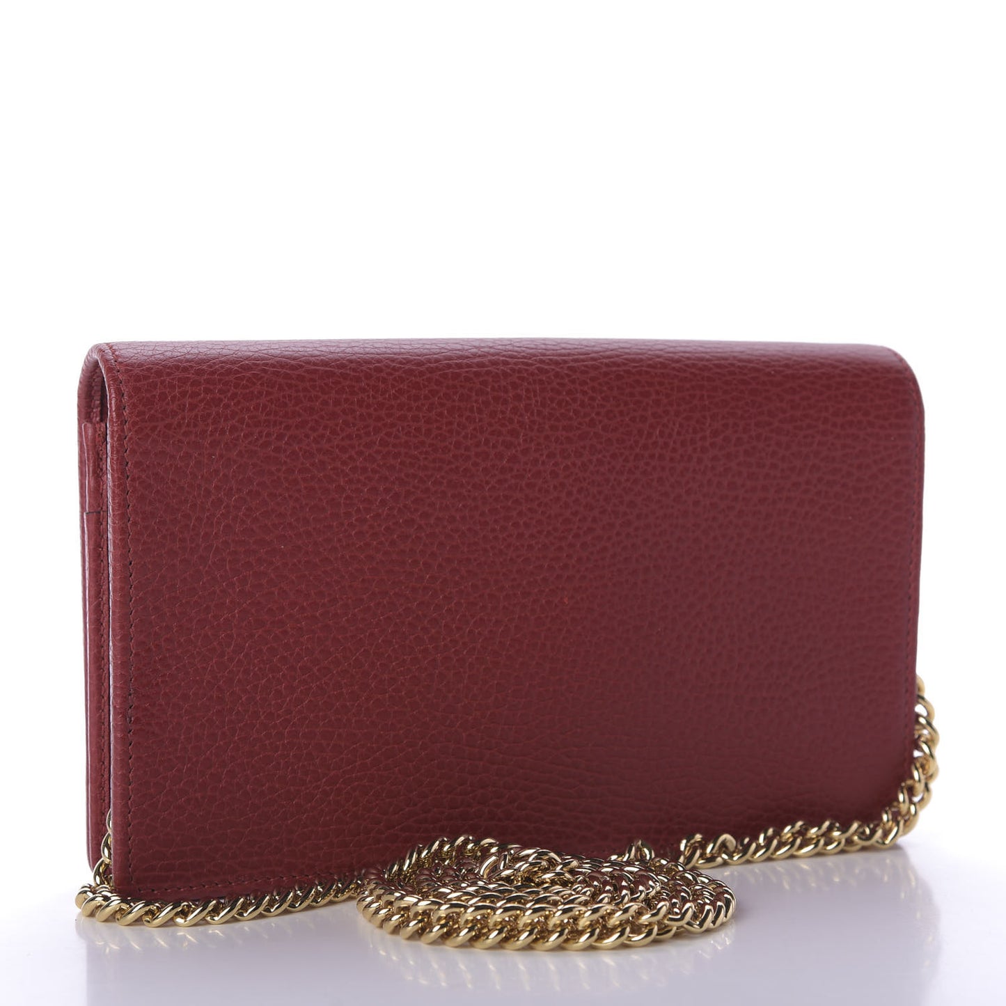 Dollar Calfskin Mini GG Marmont Chain Wallet Hibiscus Red