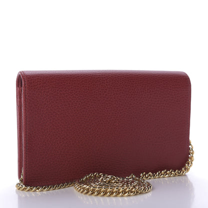 Gucci Dollar Calfskin Mini GG Marmont Chain Wallet Hibiscus Red 3 of 9