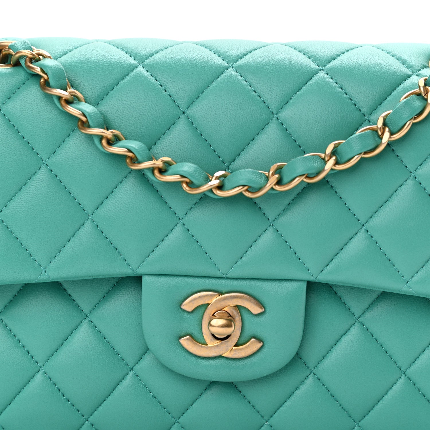 Chanel Lambskin Quilted Small Double Flap Green 7 of 9