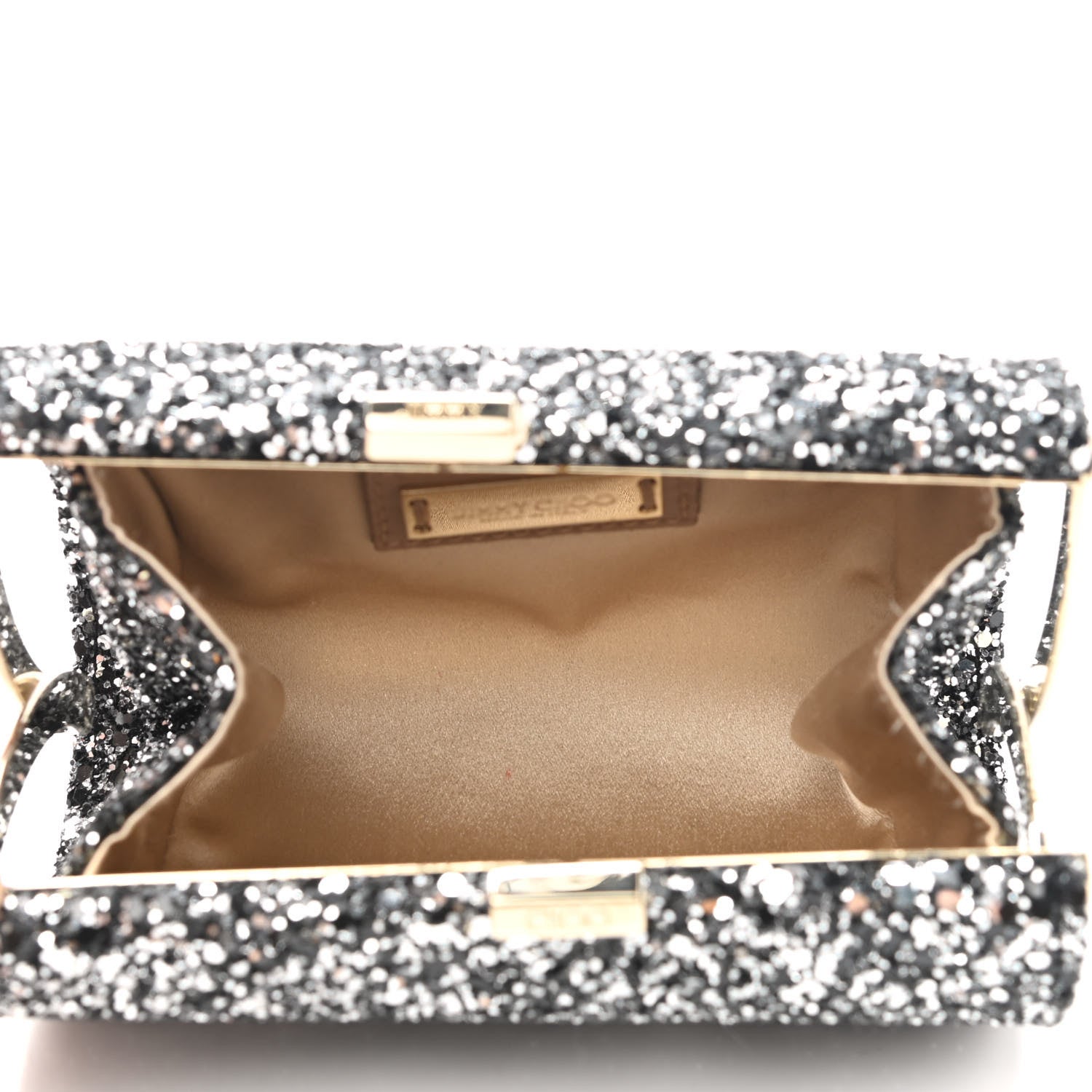 Jimmy Choo Glitter Fabric Mini Tube Black Silver 5 of 6