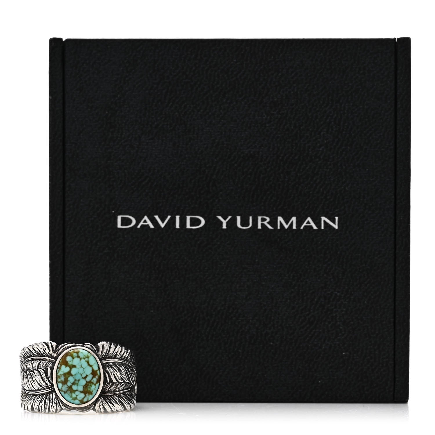 David Yurman Sterling Silver Turquoise Southwest Feather Cigar Band Ring 65 11 6 of 6