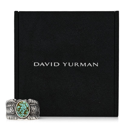 David Yurman Sterling Silver Turquoise Southwest Feather Cigar Band Ring 65 11 6 of 6