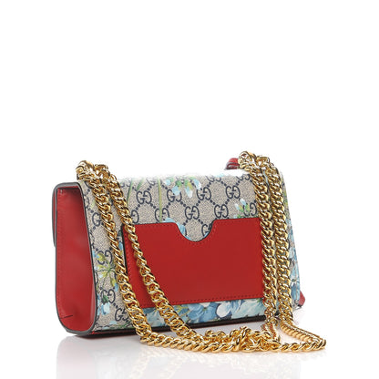 Gucci GG Supreme Monogram Blooms Small Padlock Shoulder Bag Beige Blue Navy Hibiscus Red 3 of 8