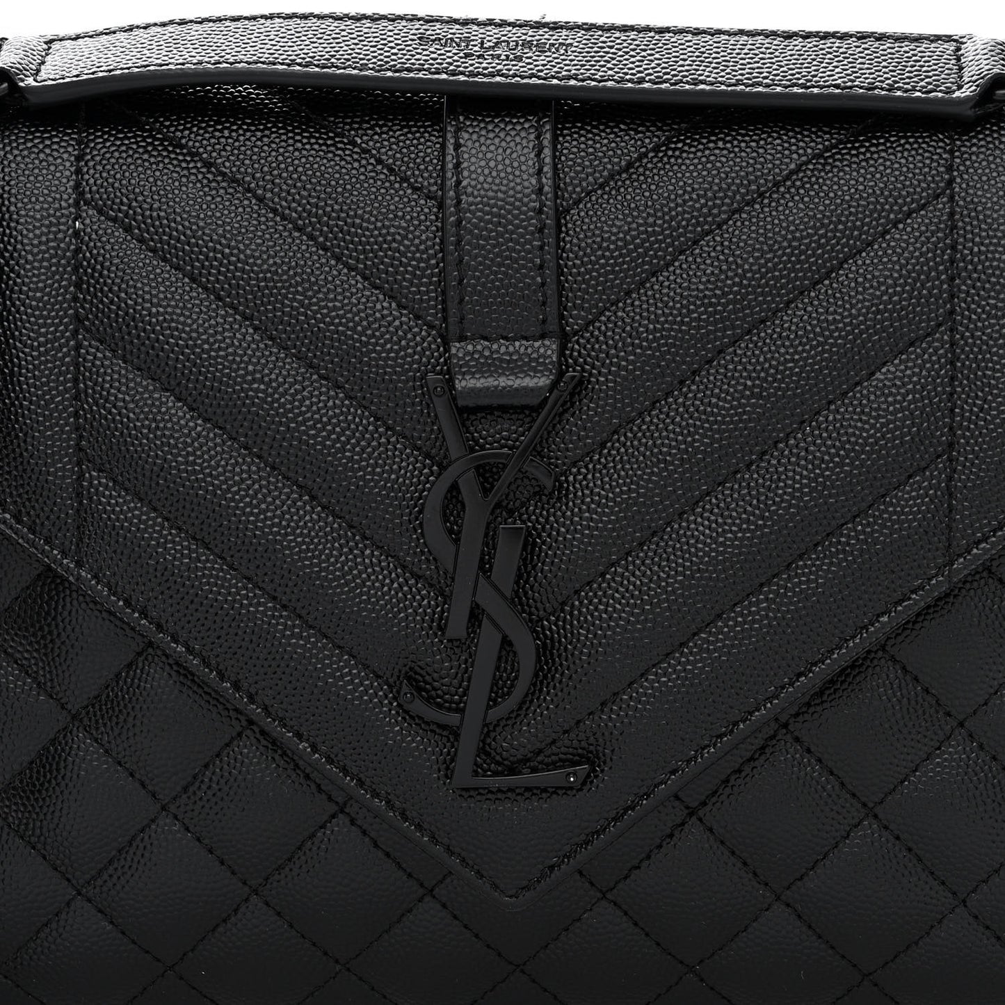Grain De Poudre Textured Mixed Matelasse Triquilt Medium Monogram Monochrome Satchel Black