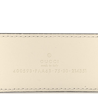 Gucci GG Supreme Monogram Plutone Calfskin Enamel Double G 40mm Belt 75 30 Beige Ebony Mystic White 5 of 5