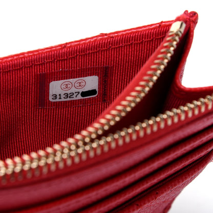 Chanel Caviar Quilted CC Zip Card Holder Red 7 of 11