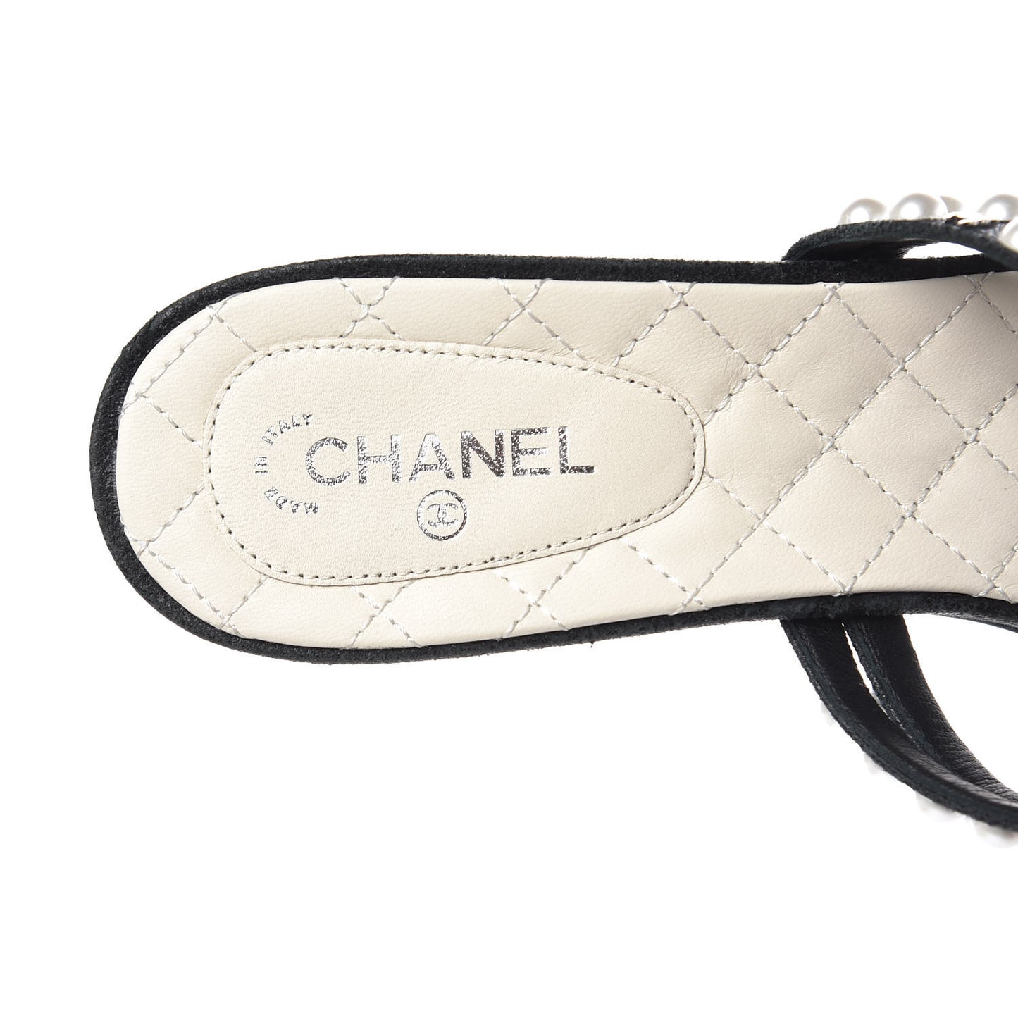 Crackled Lambskin Pearl Mules 40 Black