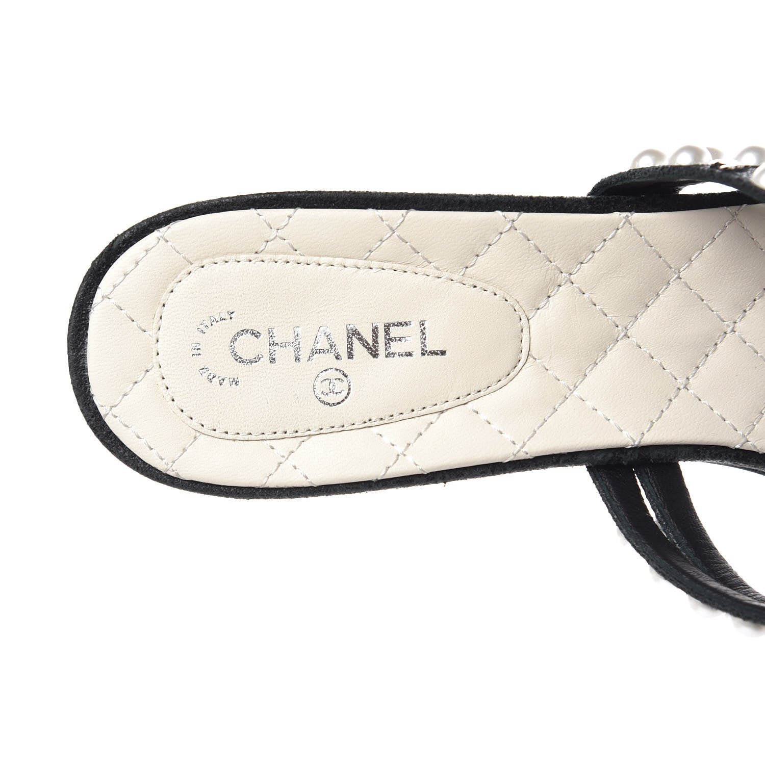 Chanel Crackled Lambskin Pearl Mules 40 Black 7 of 8