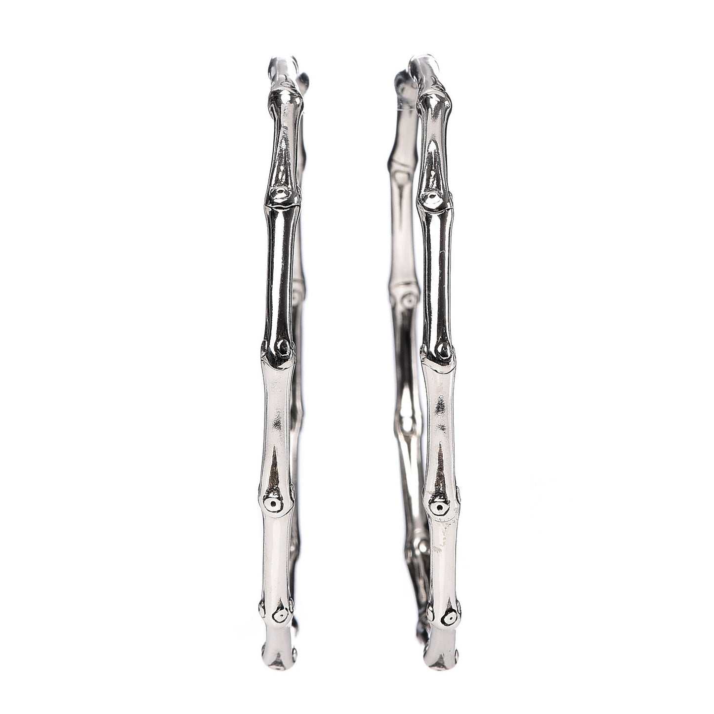 Sterling Silver 57mm Bamboo Hoop Earrings