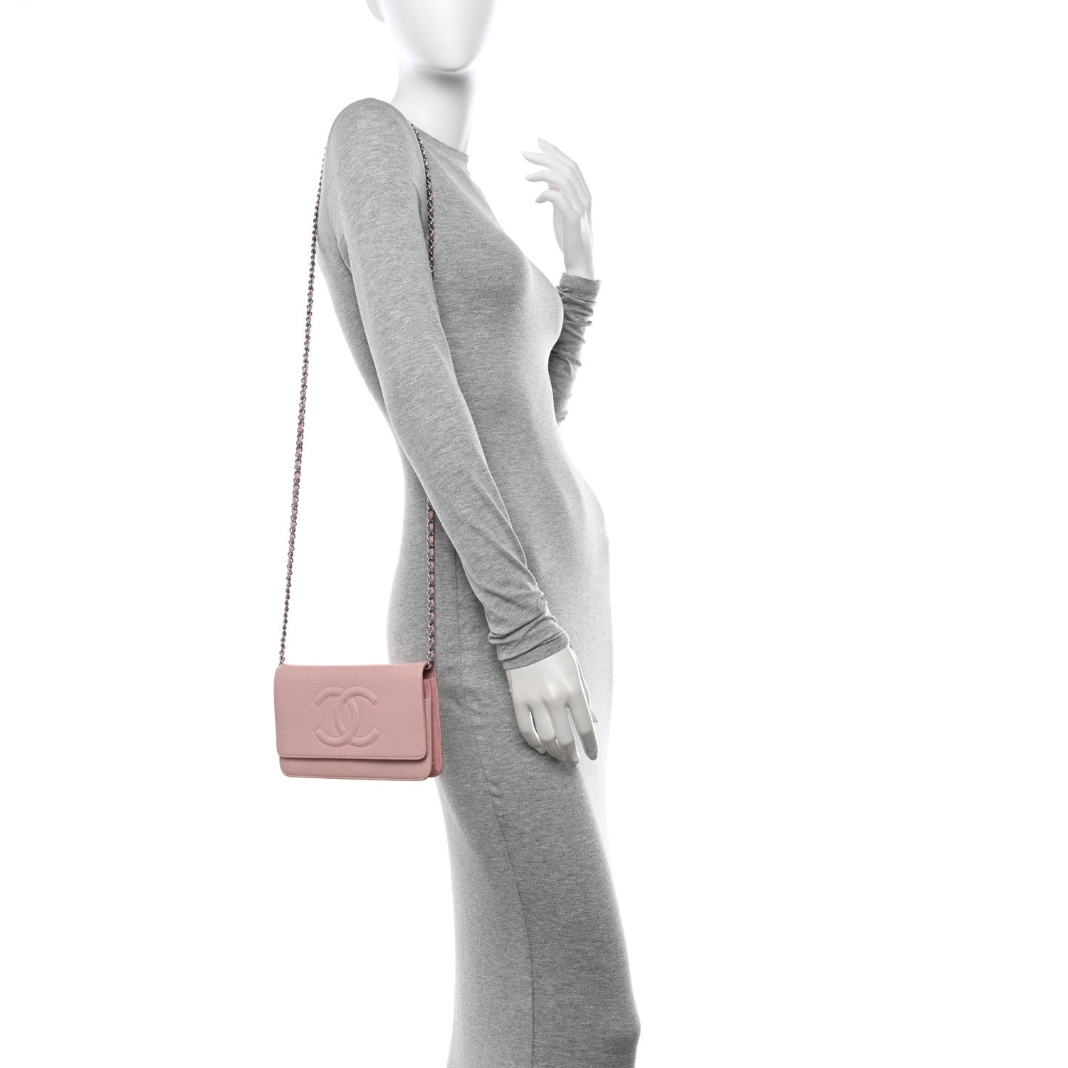 Chanel Caviar Timeless CC Wallet on Chain WOC Pink 2 of 12