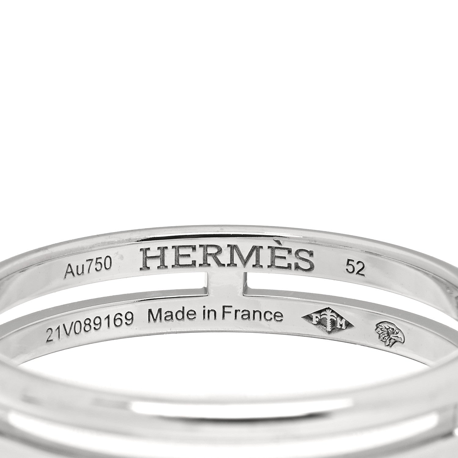 Hermes 18K White Gold Ariane Wedding Band Ring 52 6 3 of 3