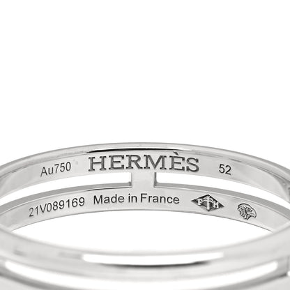 Hermes 18K White Gold Ariane Wedding Band Ring 52 6 3 of 3
