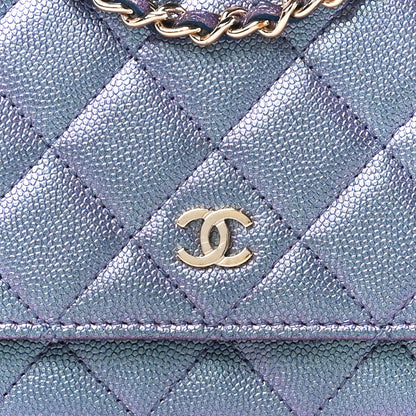 Chanel Iridescent Caviar Quilted Wallet on Chain WOC Dark Blue 9 of 12