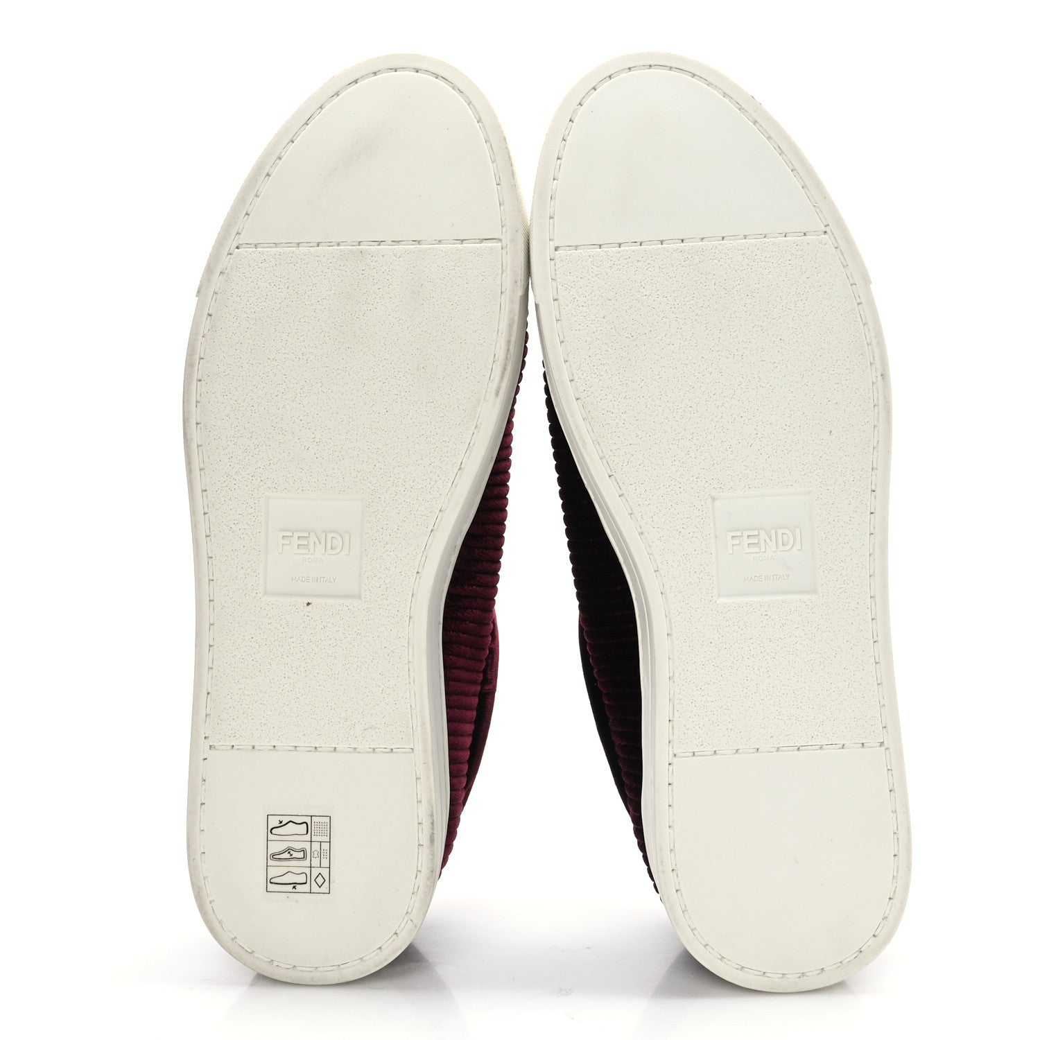 Fendi Velvet Quilted Logo Sneakers 37 Burgundy 6 of 8
