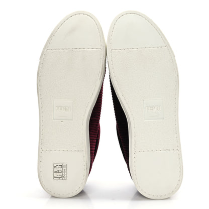 Fendi Velvet Quilted Logo Sneakers 37 Burgundy 6 of 8