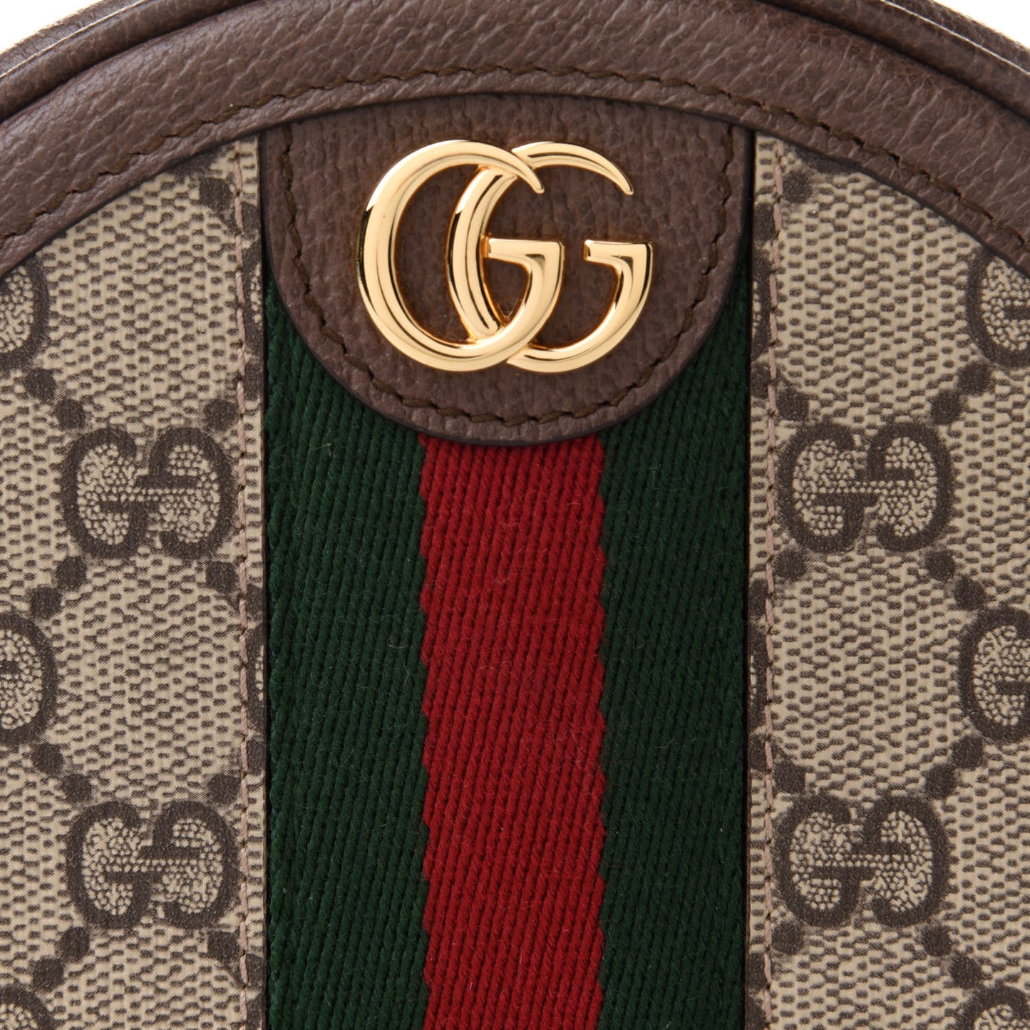 GG Supreme Monogram Web Mini Ophidia Round Backpack Brown
