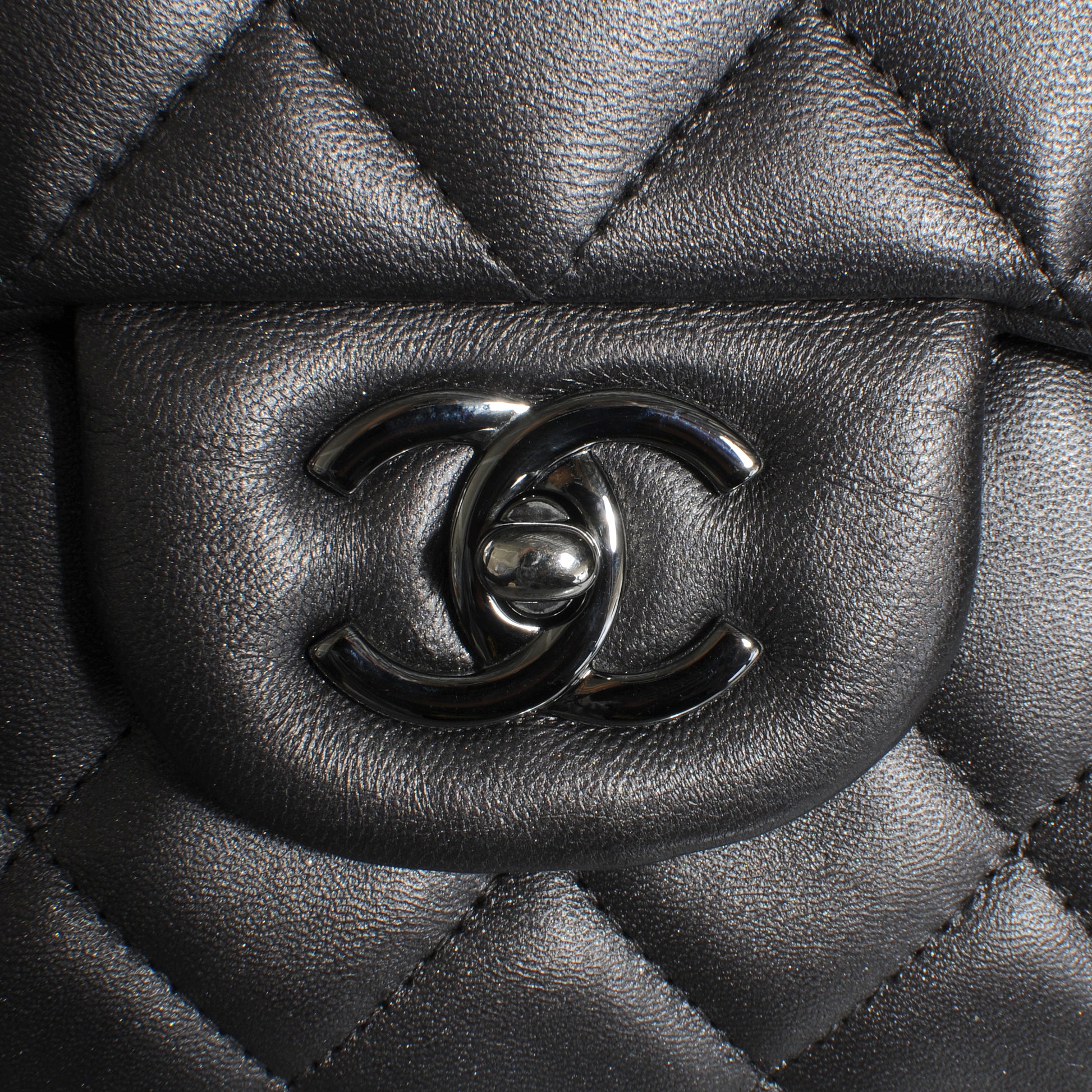 Chanel Lambskin Maxi Single Flap Dark Metallic Grey 5 of 10