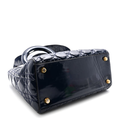 Christian Dior Patent Cannage Medium Supple Lady Dior  Navy Blue 4 of 9