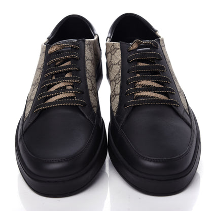 Gucci GG Supreme Monogram Mens Low Top Sneakers 10 Black Beige Ebony 5 of 11