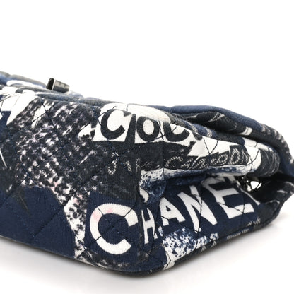 Chanel Jersey Quilted Camellia 2.55 Reissue Mini Flap Black Blue White 10 of 11