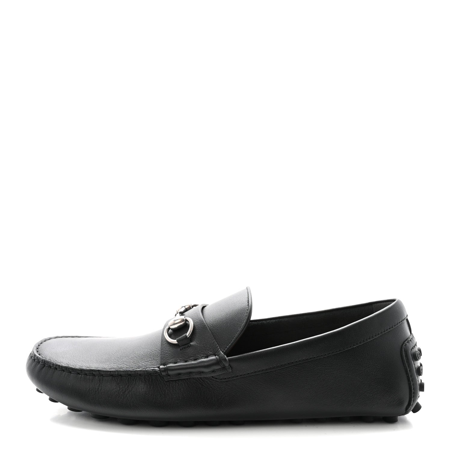 Gucci Soft Clove Calfskin Mens Horsebit Driver Loafers 11 Black 1 of 10