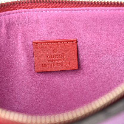 Gucci GG Supreme Monogram Bosco Patch Zip Pouch Beige Malva Hibiscus Red 6 of 7