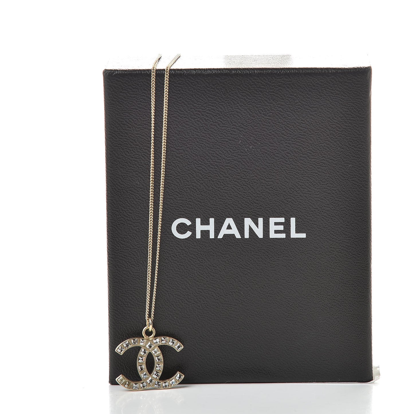 Baguette Crystal CC Necklace Light Gold