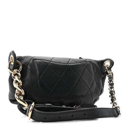 Chanel Lambskin Quilted Resin Bi-Color Waist Bag Fanny Pack Black 2 of 9
