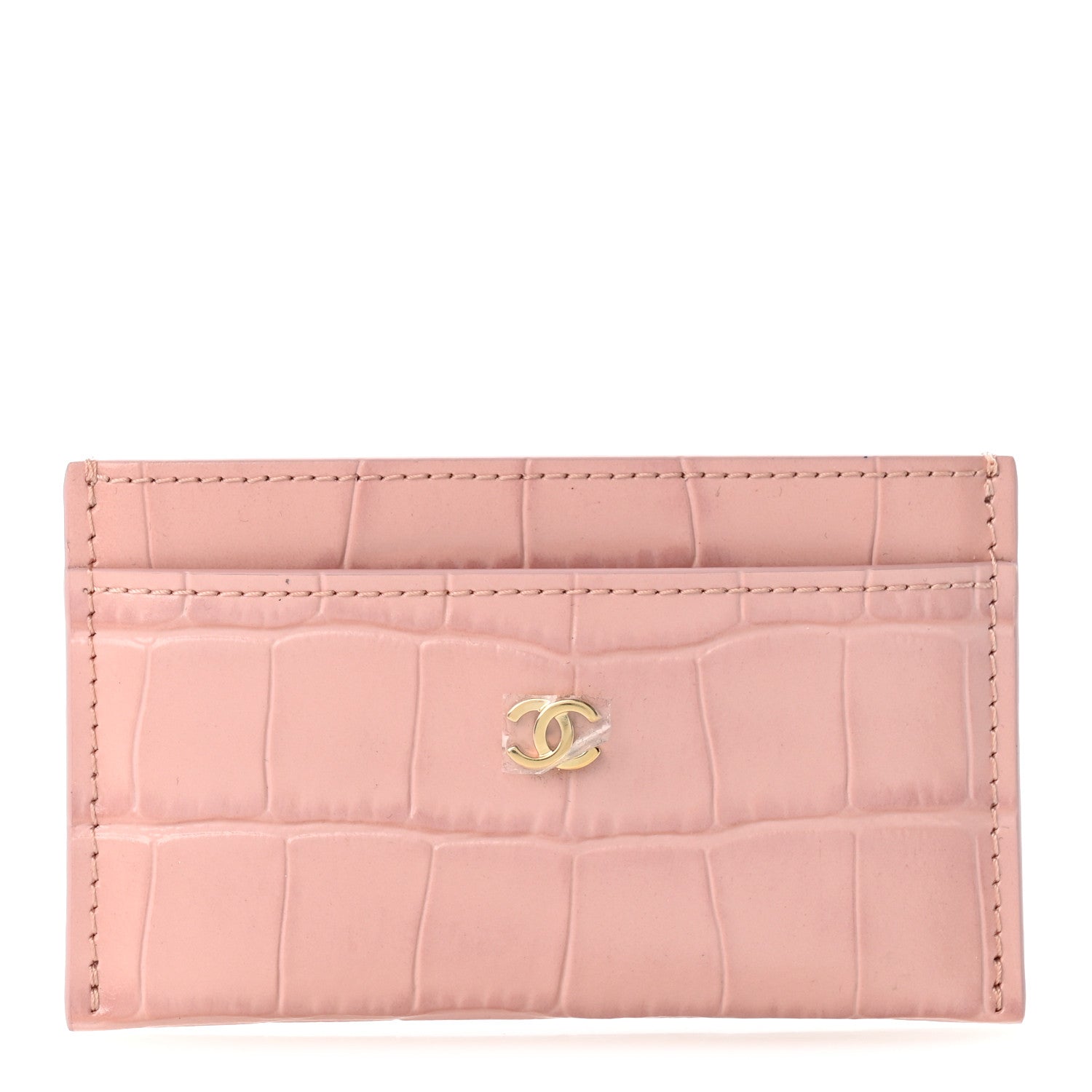 Chanel Calfskin Crocodile Embossed Crococo Card Holder Light Pink 1 of 8